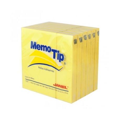 Block memo tip 3 x 3 amarillo (54) Janel con 100 hojas