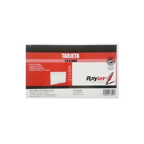 Tarjeta 5 x 8 raya con 100 piezas Rayter