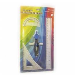 Juego de geometría Arcoiris mediano con compas metálico