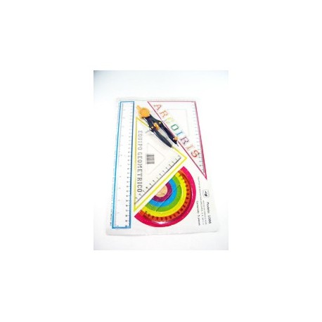 Juego de geometria Arcoiris grande con compas de precision