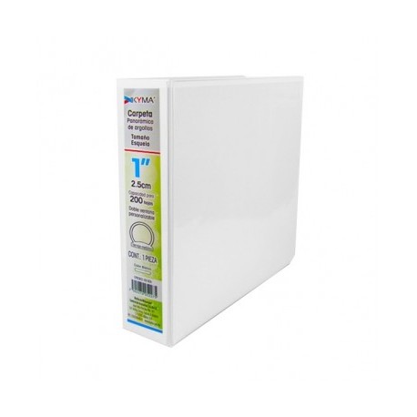Carpeta Kyma esquela panoramica 1 pulg. blanca herraje o
