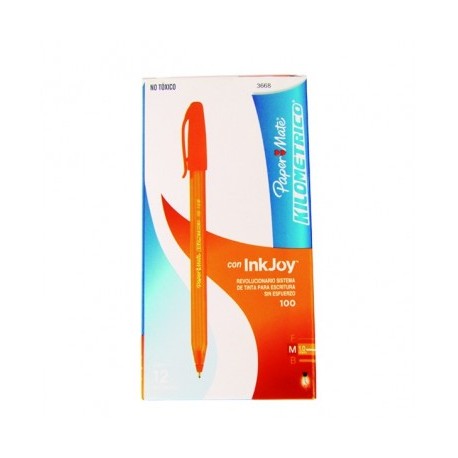 Bolígrafo Kilometrico Inkjoy punto mediano naranja Berol con 12 piezas