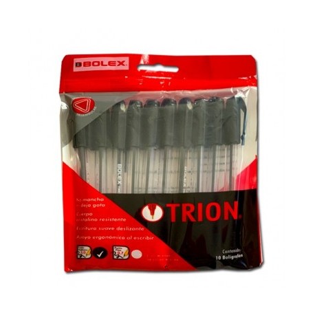 Bolígrafo punto mediano negro con 10 piezas trion  1.00 Bolex